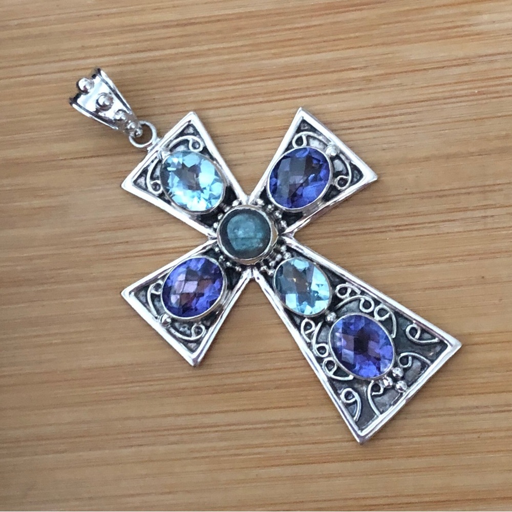 $86 Nicky Butler Estate Cross 925 India Sterling Silver - Picture 3 of 6